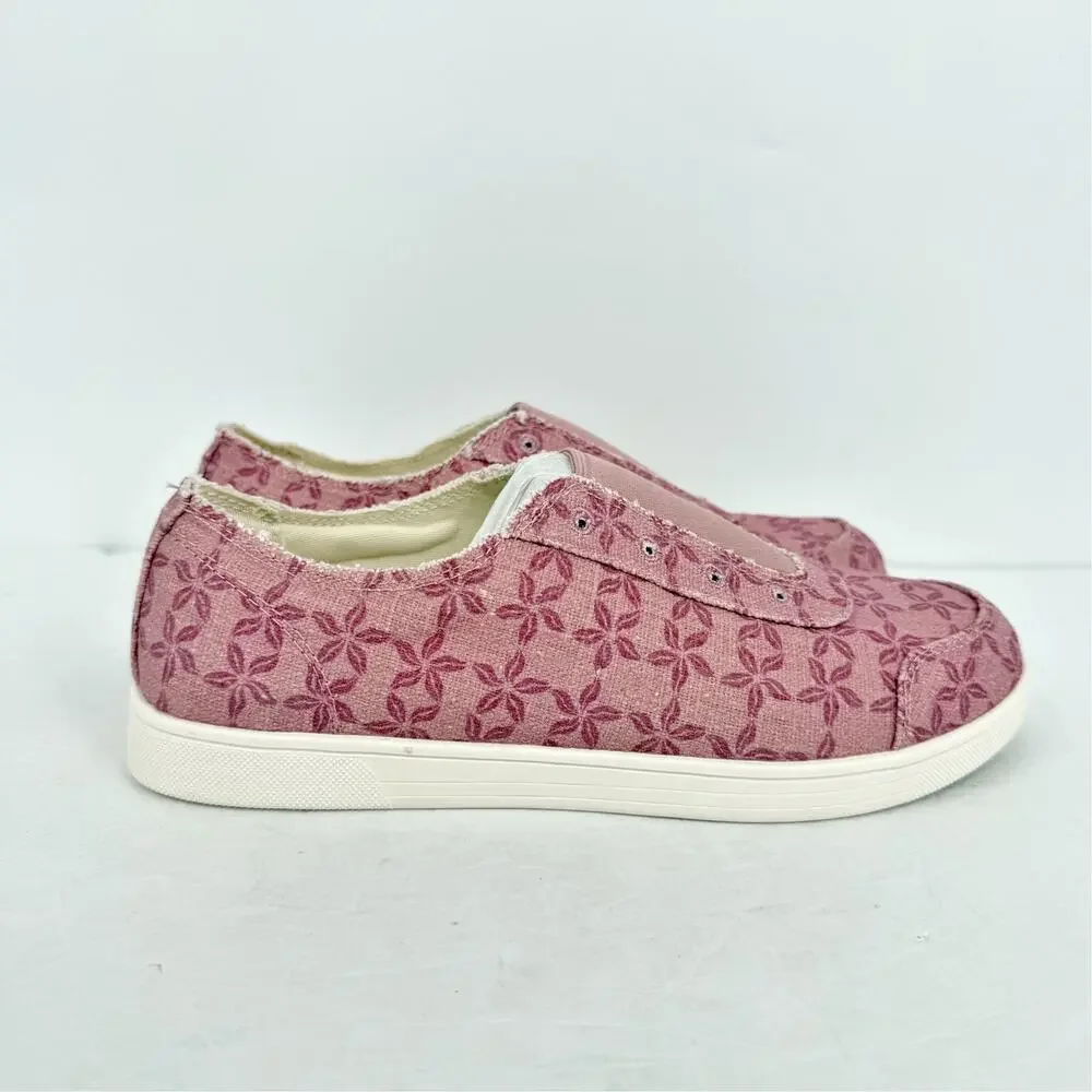 Spenco Womens Santa Maria Batik Sneakers US 9.5 WIDE Pink Canvas Casual NIB